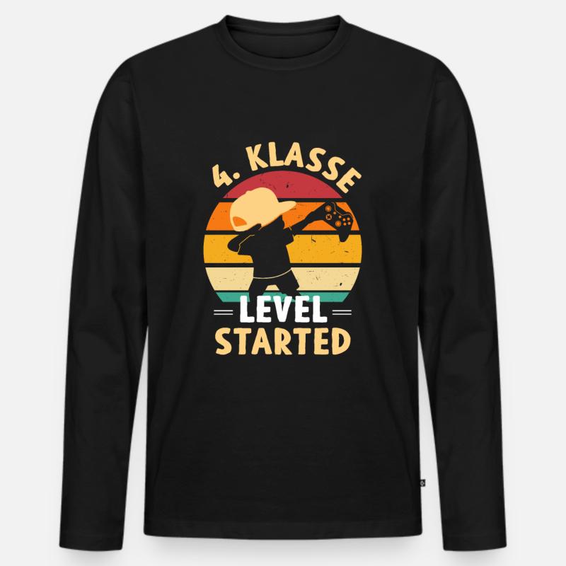 4.Klasse Level Started - Männer Premium Bio Langarmshirt - Schwarz
