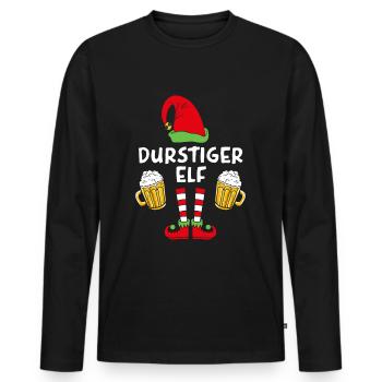 Durstiger Elf - Männer Premium Bio Langarmshirt - Schwarz - Vorne - Nico (187cm)