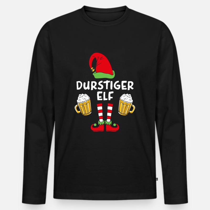 Durstiger Elf - Männer Premium Bio Langarmshirt - Schwarz