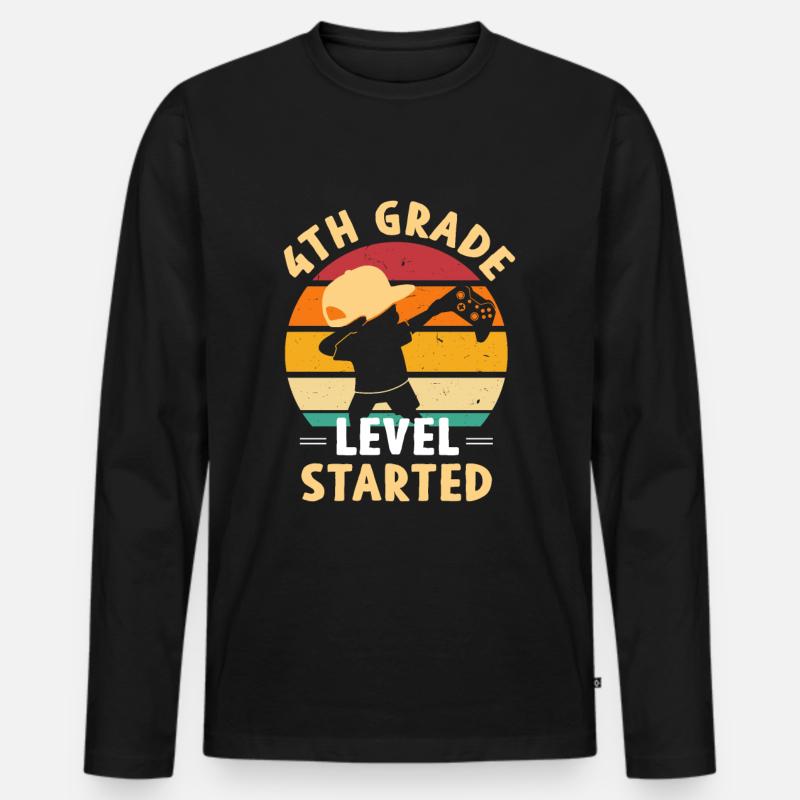 4.Klasse Level Started Schulstart - Männer Premium Bio Langarmshirt - Schwarz