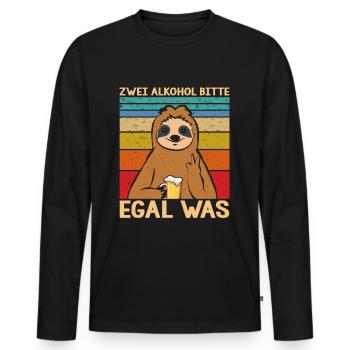 Zwei Alkohol bitte egal was - Männer Premium Bio Langarmshirt - Schwarz - Vorne - Nico (187cm)