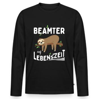 Fonctionnaire à vie - T-shirt manches longues Premium bio Homme - noir - Devant - Nico (187cm)