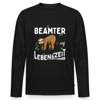 Fonctionnaire à vie - T-shirt manches longues Premium bio Homme - noir - Devant - Nico (187cm)