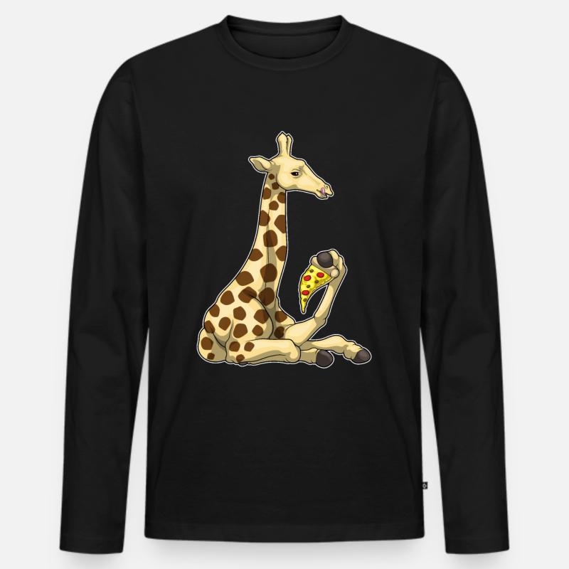 Giraffe Pizza - Männer Premium Bio Langarmshirt - Schwarz