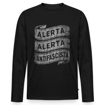 ALERTA ALERTA ANTIFASCISTES ANTIFASCISTES - T-shirt manches longues Premium bio Homme - noir - Devant - Nico (187cm)