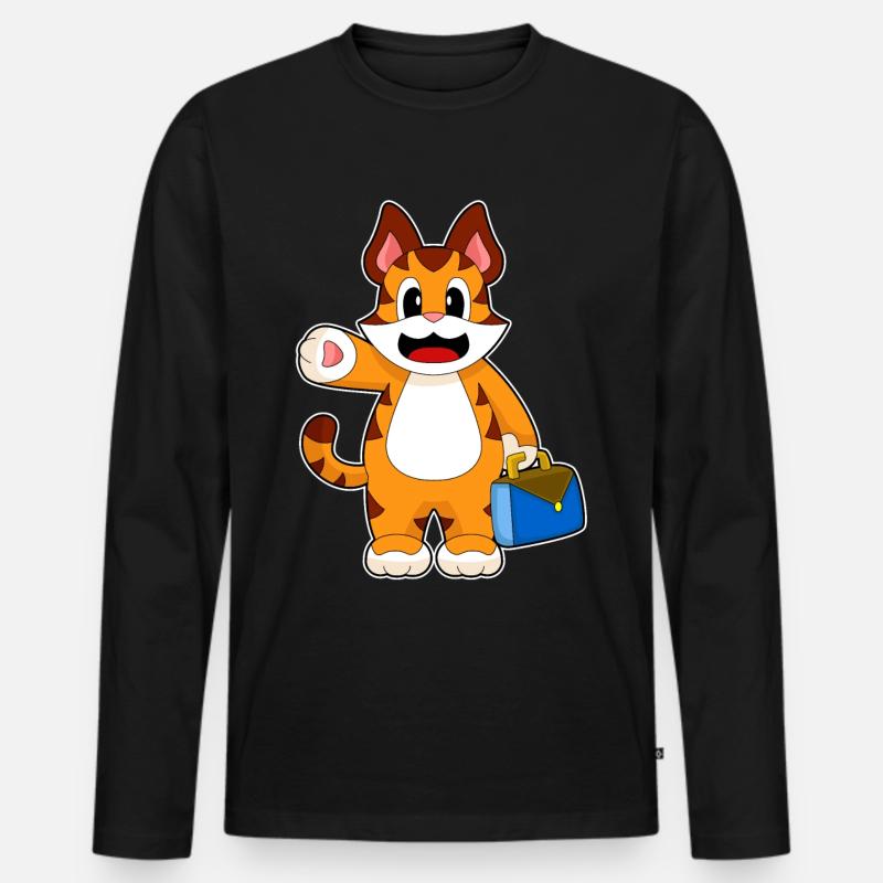 Tiger Unternehmer - Männer Premium Bio Langarmshirt - Schwarz
