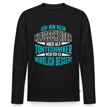Tontechnik Tontechniker Toningenieur - Männer Premium Bio Langarmshirt - Schwarz - Vorne - Nico (187cm)