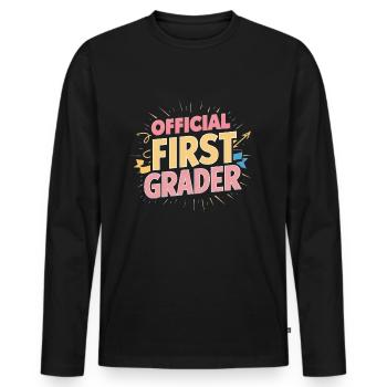 Official First Grader - Männer Premium Bio Langarmshirt - Schwarz - Vorne - Nico (187cm)