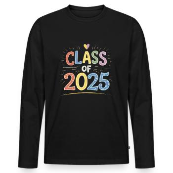 Classe de 2025 - T-shirt manches longues Premium bio Homme - noir - Devant - Nico (187cm)
