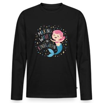 Making Waves In Kindergarten - Männer Premium Bio Langarmshirt - Schwarz - Vorne - Nico (187cm)