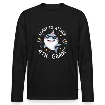Ready To Attack 4th Grade - Männer Premium Bio Langarmshirt - Schwarz - Vorne - Nico (187cm)