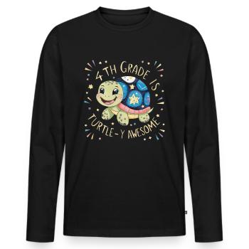 4th Grade Is Turtle-y Awesome - Männer Premium Bio Langarmshirt - Schwarz - Vorne - Nico (187cm)