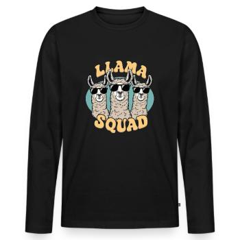 Llama Squad - Men's Premium Organic Long Sleeve Shirt - black - Front - Nico (187cm)