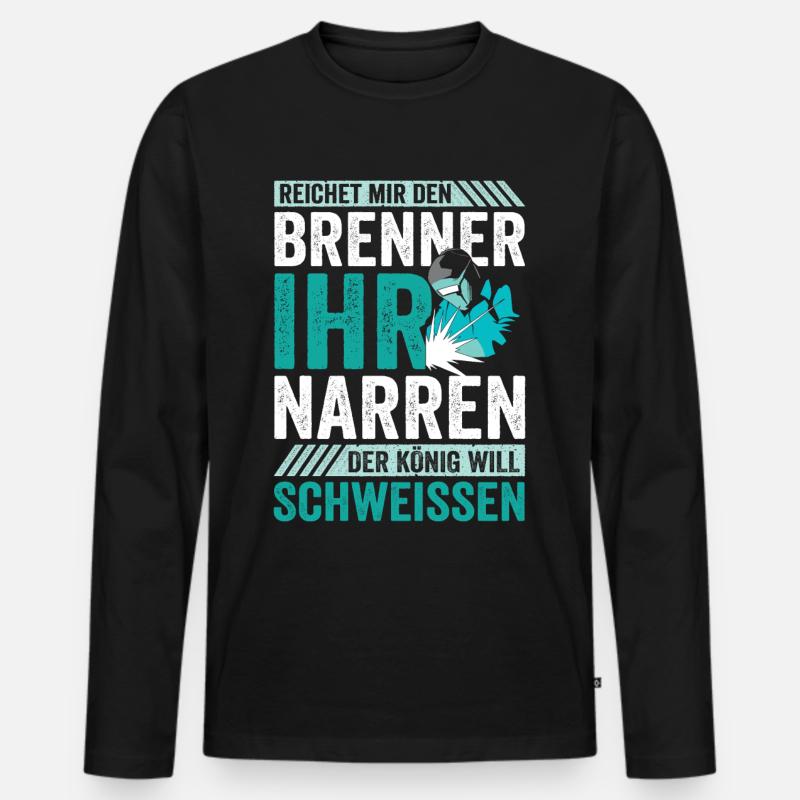 Schweißer Brenner Schweißen - Männer Premium Bio Langarmshirt - Schwarz