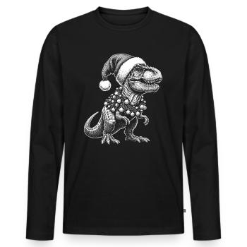 Dinosaure T-Rex avec chapeau de Noël - T-shirt manches longues Premium bio Homme - noir - Devant - Nico (187cm)