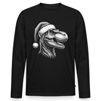 Dinosaure T-Rex avec chapeau de Noël - T-shirt manches longues Premium bio Homme - noir - Devant - Nico (187cm)