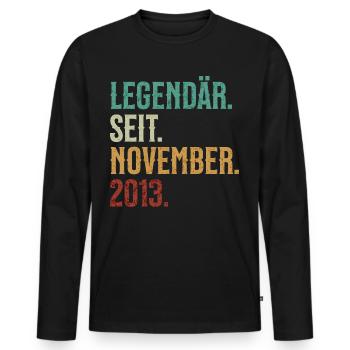 Legendär. Seit. November. 2013. Retro Birthday - Männer Premium Bio Langarmshirt - Schwarz - Vorne - Nico (187cm)