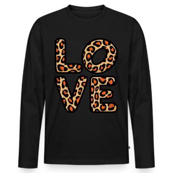 Signe de paix Amour des années 60 des années 70 Costume Groovy Hippie - T-shirt manches longues Premium bio Homme - noir - Devant - Nico (187cm)