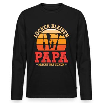 Papa macht das schon - Männer Premium Bio Langarmshirt - Schwarz - Vorne - Nico (187cm)