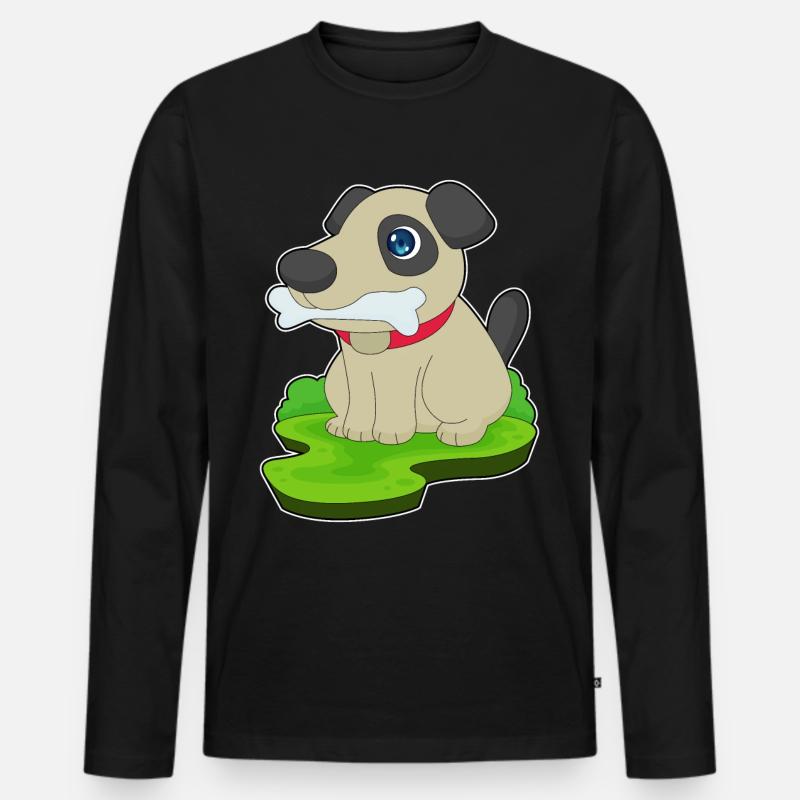 Hund Knochen - Männer Premium Bio Langarmshirt - Schwarz