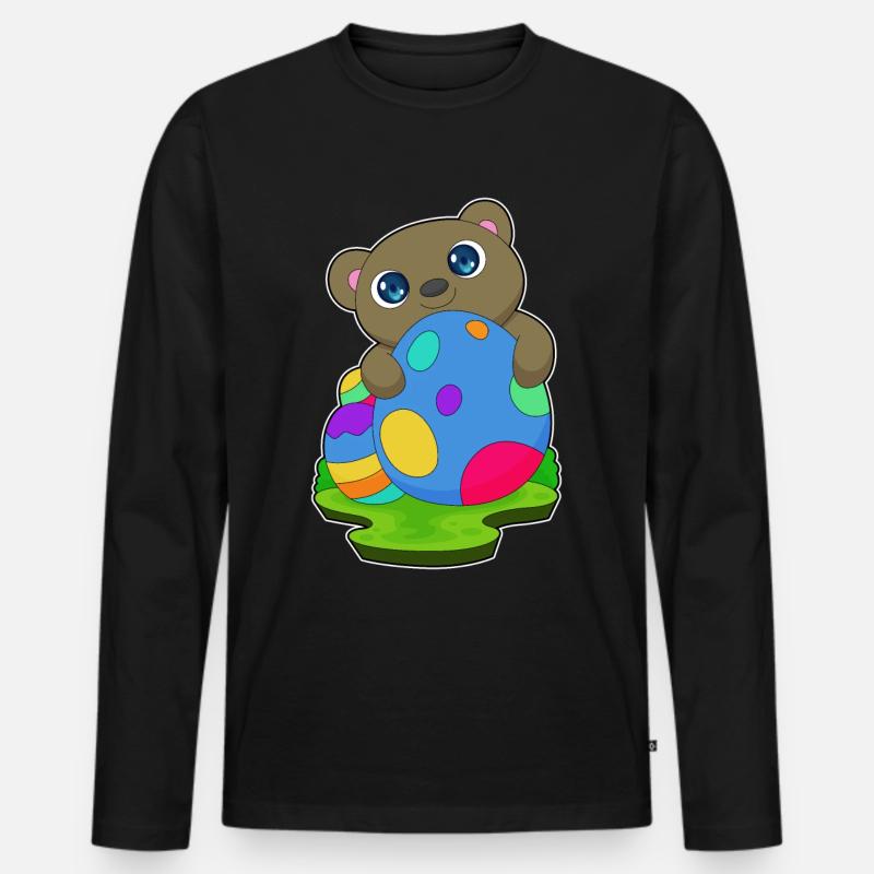 Bär Ostern Ostereier - Männer Premium Bio Langarmshirt - Schwarz