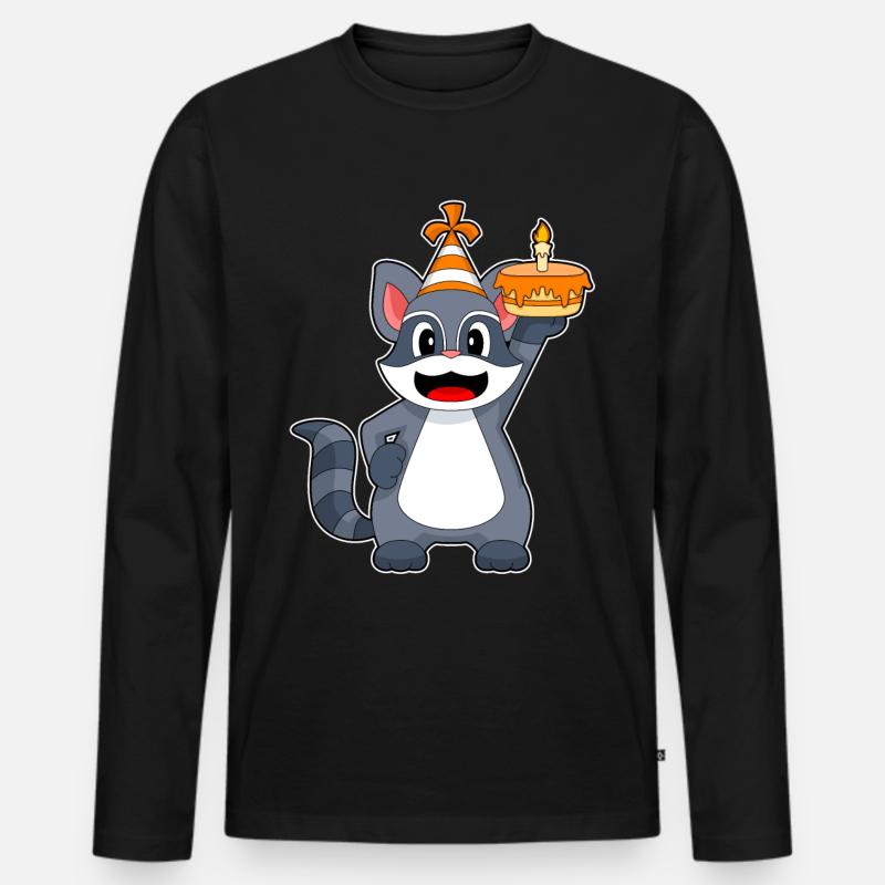 Cappello per feste di compleanno di procione - Maglia a manica lunga ecologica premium da uomo - nero
