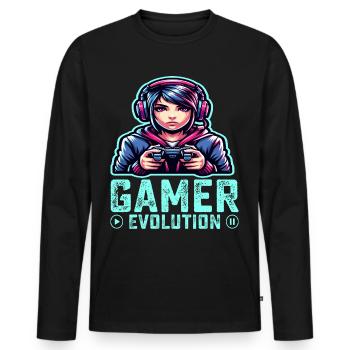 Evolution of a Gamer, Cool Gaming Design - Men's Premium Organic Long Sleeve Shirt - black - Front - Nico (187cm)