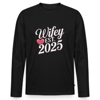 Wifey Est. 2025 - T-shirt manches longues Premium bio Homme - noir - Devant - Nico (187cm)