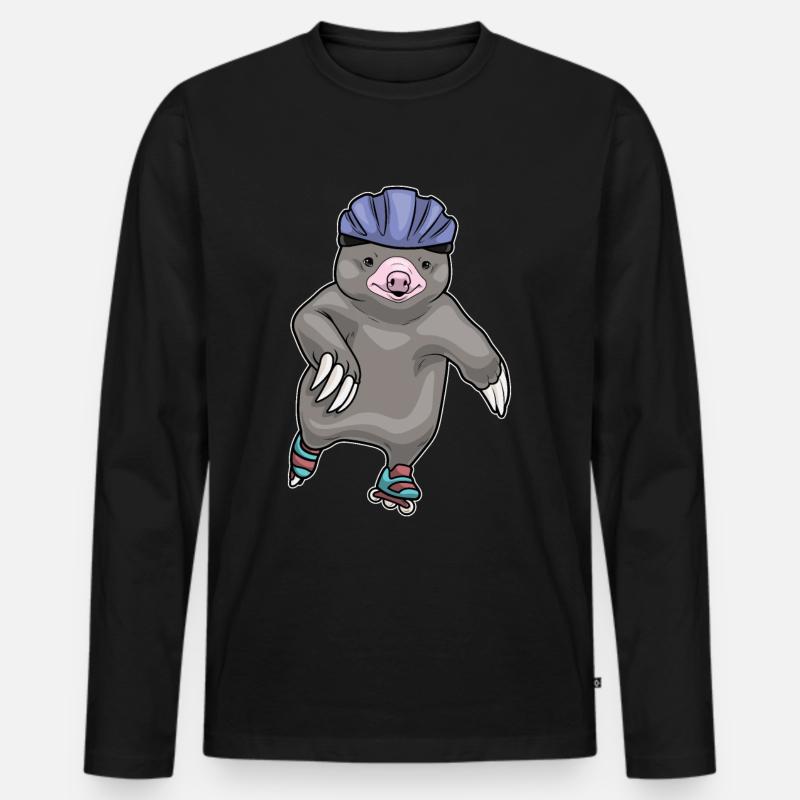 Maulwurf Inline skating Rollschuhe - Männer Premium Bio Langarmshirt - Schwarz