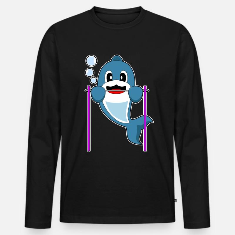 Dolphin Bodybuilder Pull-ups - Men's Premium Organic Long Sleeve Shirt - black