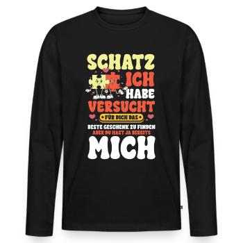 Schatz das beste Geschenk - Männer Premium Bio Langarmshirt - Schwarz - Vorne - Nico (187cm)
