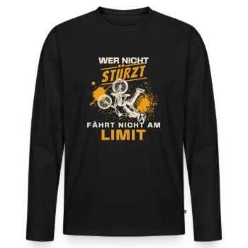 If you don't crash, you don't ride at the limit | BMX | Pain - Men's Premium Organic Long Sleeve Shirt - black - Front - Nico (187cm)