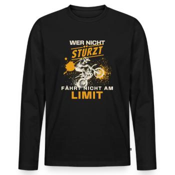 Racing at the limit Motocross If you don't crash, you ride - Men's Premium Organic Long Sleeve Shirt - black - Front - Nico (187cm)