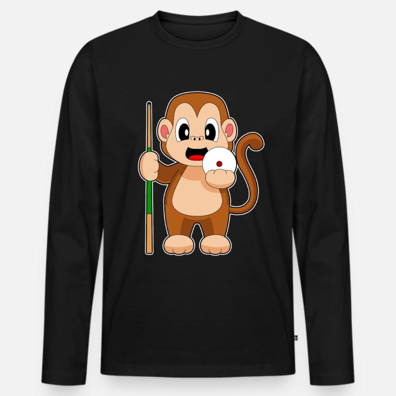 Queue de billard Monkey - T-shirt manches longues Premium bio Homme - noir