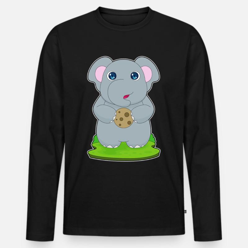Elefant Cookie - Männer Premium Bio Langarmshirt - Schwarz