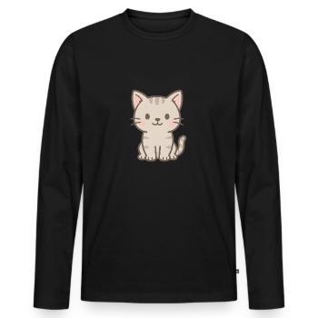 Mignon bébé chat - T-shirt manches longues Premium bio Homme - noir - Devant - Nico (187cm)