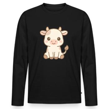Mignon bébé vache - T-shirt manches longues Premium bio Homme - noir - Devant - Nico (187cm)