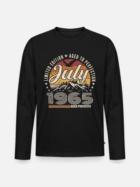 juillet 1965 Cadeau 60e Anniversaire juillet 1965 - T-shirt manches longues Premium bio Homme - noir