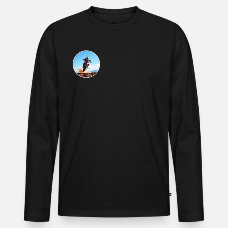 Motocross Farblogo - Hellgrau - Männer Premium Bio Langarmshirt - Schwarz