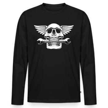 skull mechanic with tool train - Men's Premium Organic Long Sleeve Shirt - black - Front - Nico (187cm)