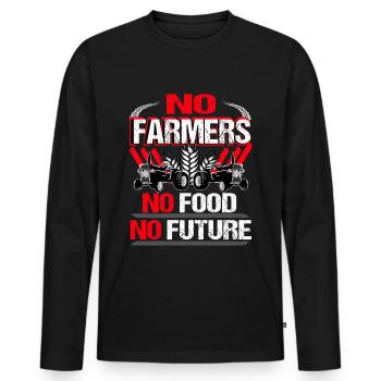 No Farmers No Food No Future - Men's Premium Organic Long Sleeve Shirt - black - Front - Nico (187cm)