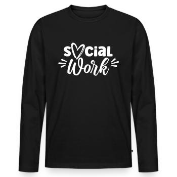 Travail social Travailleur social Travail social Profession - T-shirt manches longues Premium bio Homme - noir - Devant - Nico (187cm)