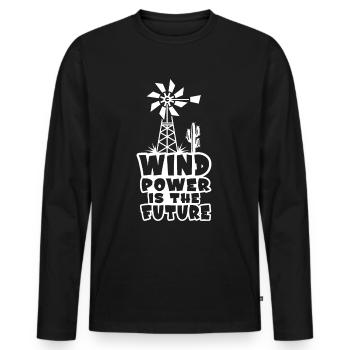 Wind power is the future Wind turbine Wind energy - Men's Premium Organic Long Sleeve Shirt - black - Front - Nico (187cm)