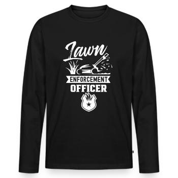 Lawn Policeman Lawn Mowing Lawn Enforcement Grass - Men's Premium Organic Long Sleeve Shirt - black - Front - Nico (187cm)