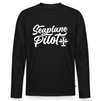 Hydravion Pilote Terre Eau - T-shirt manches longues Premium bio Homme - noir - Devant - Nico (187cm)