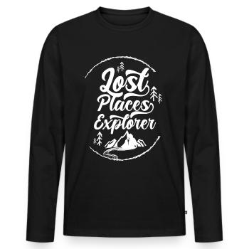 Lost Places Explorer Leave Explore Places - Men's Premium Organic Long Sleeve Shirt - black - Front - Nico (187cm)