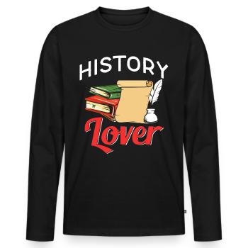 Amateurs d’histoire Historien Profession Histoire - T-shirt manches longues Premium bio Homme - noir - Devant - Nico (187cm)