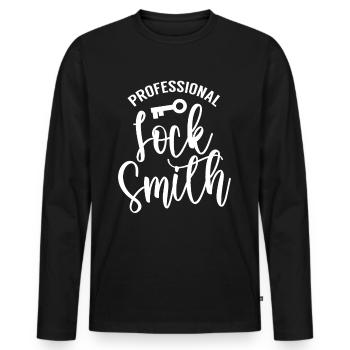 Professional locksmith locksmith - Men's Premium Organic Long Sleeve Shirt - black - Front - Nico (187cm)