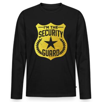 Je suis l’agent de sécurité de sécurité - T-shirt manches longues Premium bio Homme - noir - Devant - Nico (187cm)