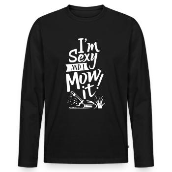 Lawn Mowing Lawn Mower Lawn Grass - Men's Premium Organic Long Sleeve Shirt - black - Front - Nico (187cm)